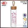 EG600 New product 18oz easy taking single wall voss glass bottle with bamboo lid